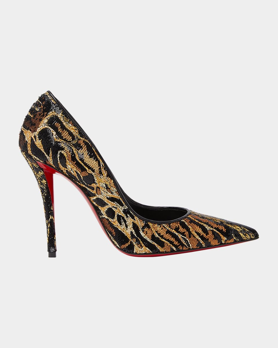 Miss Z Sequin Animal Red Sole Pumps